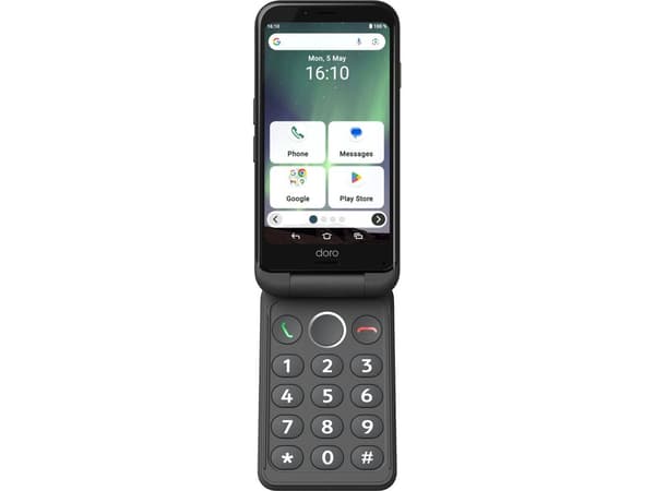 Doro Aurora A20, 11,4 cm (4.5"), 4 GB, 64 GB, 13 MP, Android 14, musta