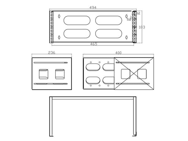 InLine 19104A, Väggmonterad rack, 4U, 2,67 kg, Svart
