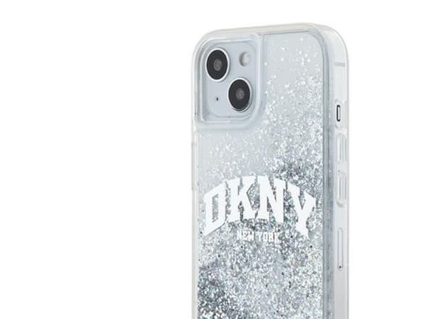 DKNY Liquid Glitter Big Logo-deksel til iPhone 15 / 14 / 13 - hvit