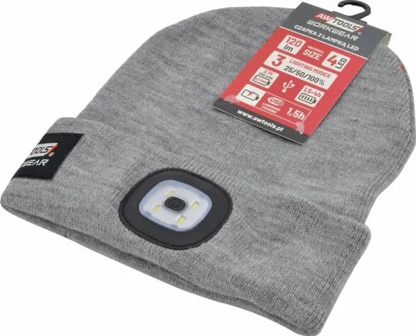 AWTOOLS caps med LED-lampe 80 lm grå