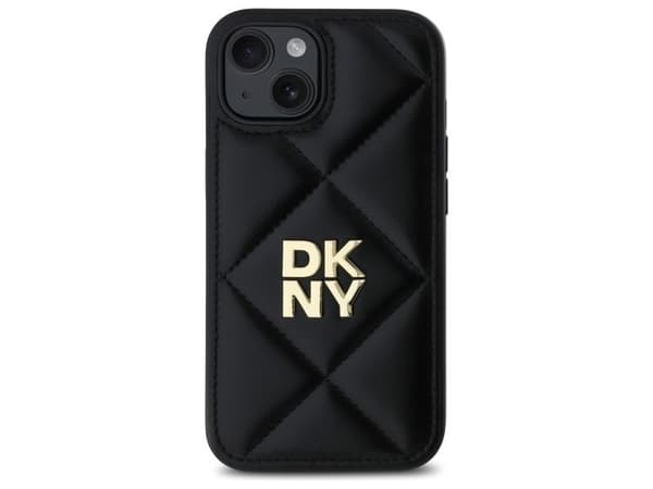 DKNY quiltet stack-logo iPhone 14-etui - svart