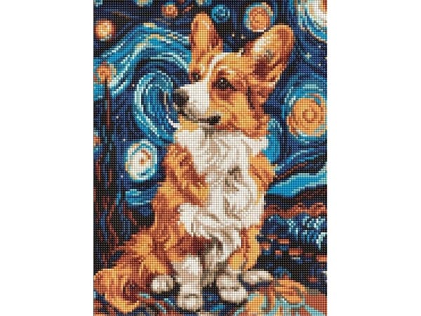 Diamond frameless mosaik - Magic corgi 30x40