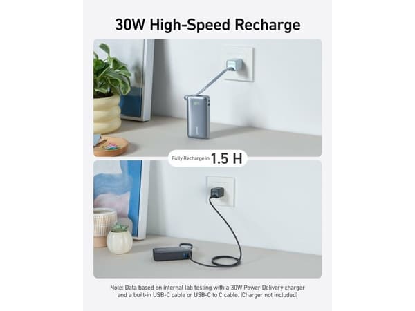 Anker A1259021, 10000 mAh, Litium, 30 W, Vit