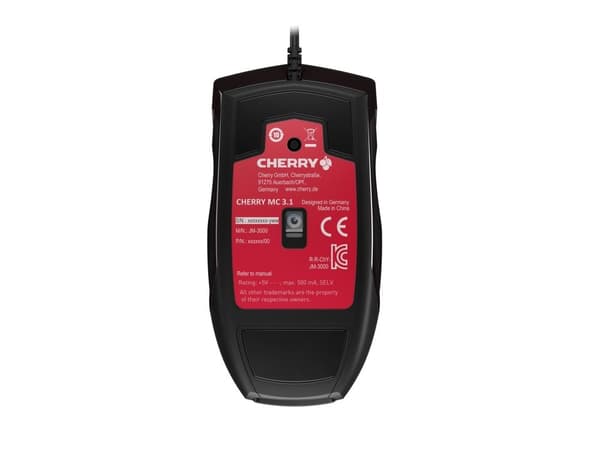 CHERRY MC 3.1, Molempikätinen, Optinen, USB A-tyyppi, 5000 DPI, Musta