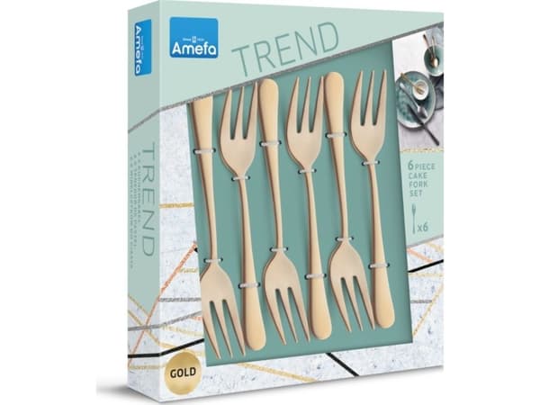 Austin 1410 - 6 kakegafler i trend-boks - gull