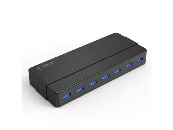 7-porttinen USB-A 3.0 HUB - musta