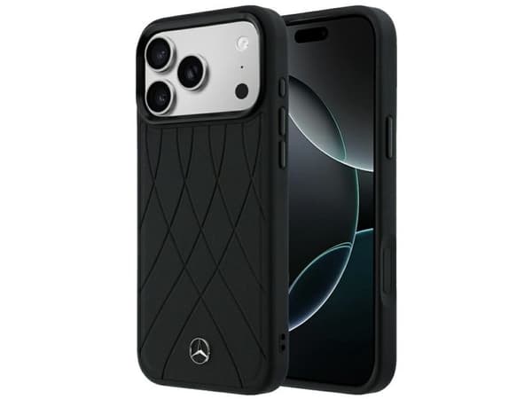 Mercedes Leather Crossed Lines MagSafe Case for iPhone 17 Pro Max / 18 Pro Max - Black