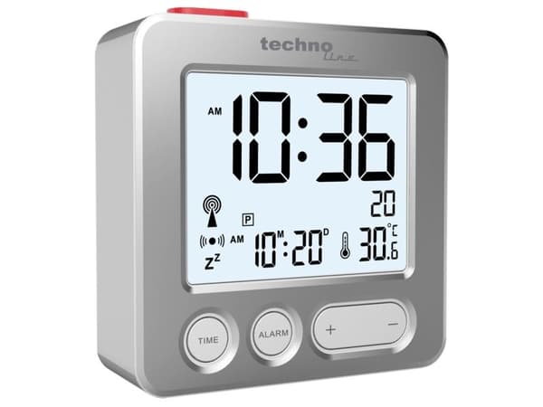 Technoline WT 265, Digital väckarklocka, Silver, F, °C, Batteri, AAA (LR03), 66 mm