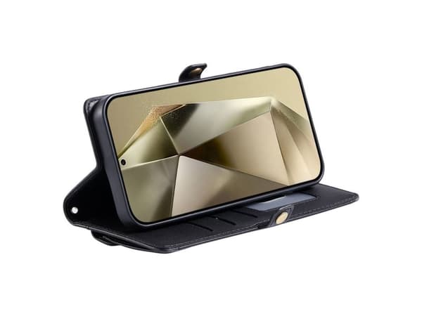 Samsung Galaxy A56 5G Leather Wallet Case with Stand Function and Straps - Black