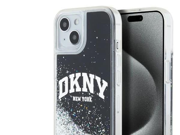 DKNY Liquid Glitter Big Logo etui til iPhone 15 Plus / 14 Plus - sort