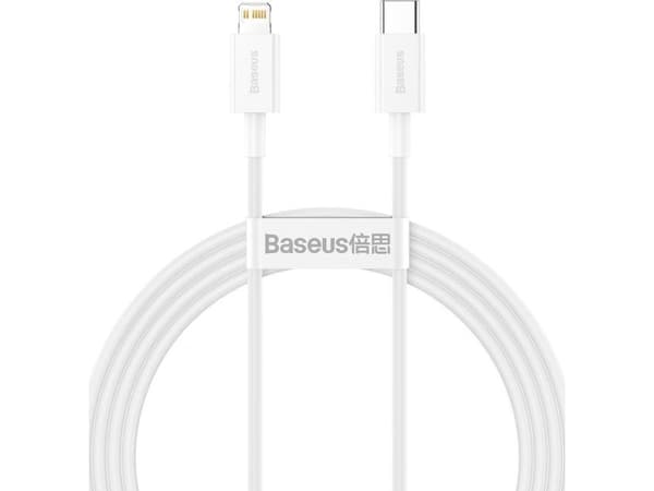 Baseus Superior, 1,5 m, Lightning, USB C, Hankjønn, Hankjønn, Hvit