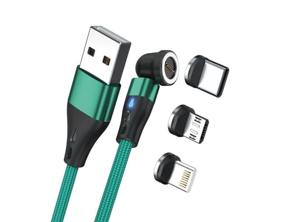 RealPower MagneticCharge3, 1 m, USB A, Grønn