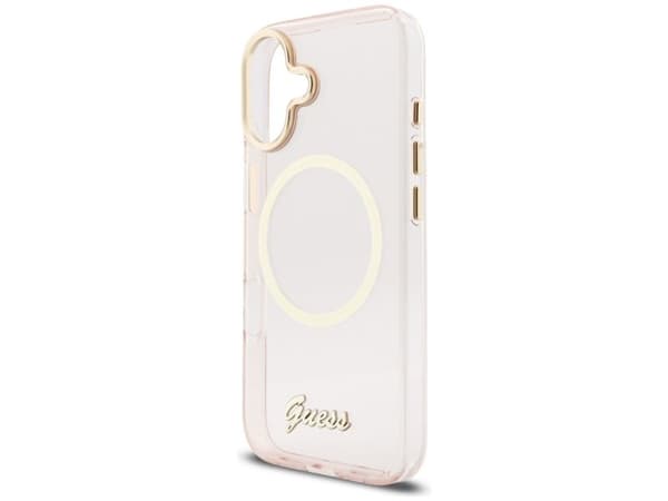 Guess IML Script Metal MagSafe-etu iPhone 17 - rosa