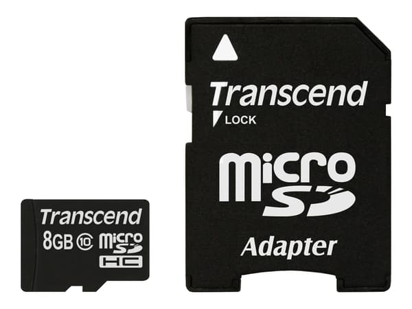 Transcend Premium - Flashminnekort (microSDHC til SD-adapter inkludert) - 8 GB - Class 10 - 133x - microSDHC