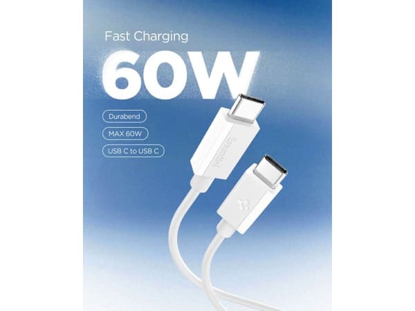 Spigen ACA08717, 1 m, USB C, USB C, USB 2.0, 0,48 Gbit/s, Hvit