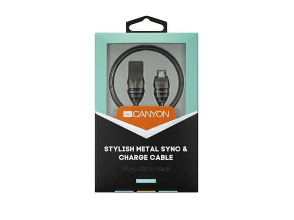 Canyon CNS-USBM5DG, 1 m, USB A, Micro-USB A, USB 2.0, Sort, Grå