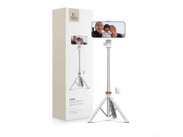 Tech-Protect L03S Bluetooth-selfiestick stativ Vit