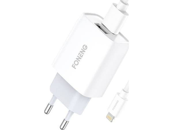 Foneng EU30 vegglader, 1x USB + USB Lightning-kabel