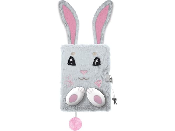 3D hengelås dagbok hår A5 96k grå Bunny