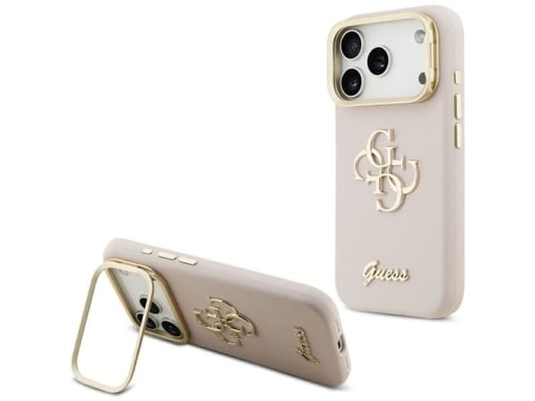 Guess Grained Big 4G &amp; Stand Camera Case for iPhone 17 Pro - Pink