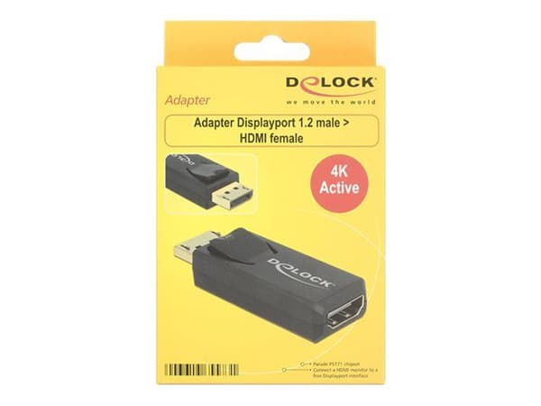 DeLOCK 65573, Displayport 1.2, HDMI, Musta