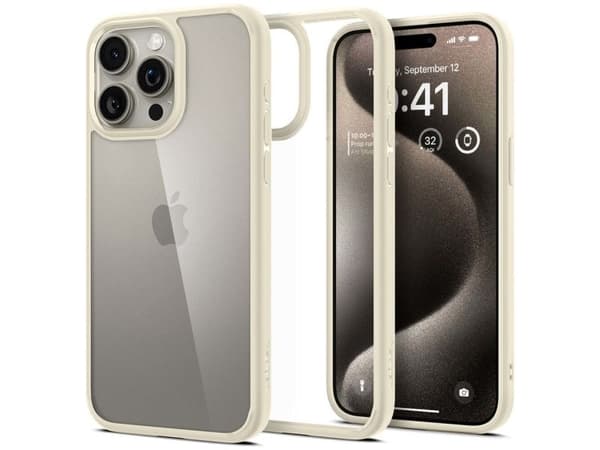 Spigen Crystal Hybrid, sand beige - iPhone 15 Pro Max