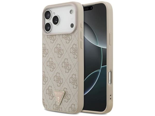 Guess Leather 4G Triangle Strass MagSafe Case for iPhone 17 Pro Max / 18 Pro Max - Pink