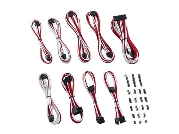 CableMod Classic ModMesh RT-Series - Strømkabelsett - hvit, rød