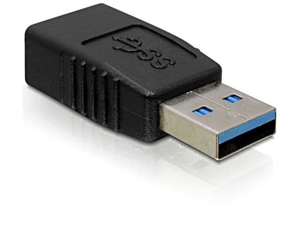 DeLOCK USB 3.0-A Adapter, USB-A, USB-A, Musta