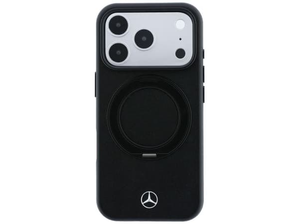 Mercedes Leather with Ring Stand MagSafe Case for iPhone 18 Pro Max / 17 Pro Max / 17 Pro Max - Black