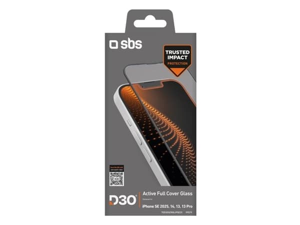 SBS herdet glass D3O med ramme til iPhone 16e/17e