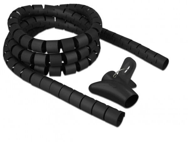 Delock Spiral Hose with Pull-in Tool - Kabelskydd - 2.5 m - svart