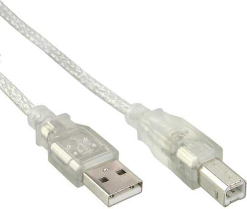 InLine 34510, 1 m, USB A, USB B, Uros/uros, Läpinäkyvä