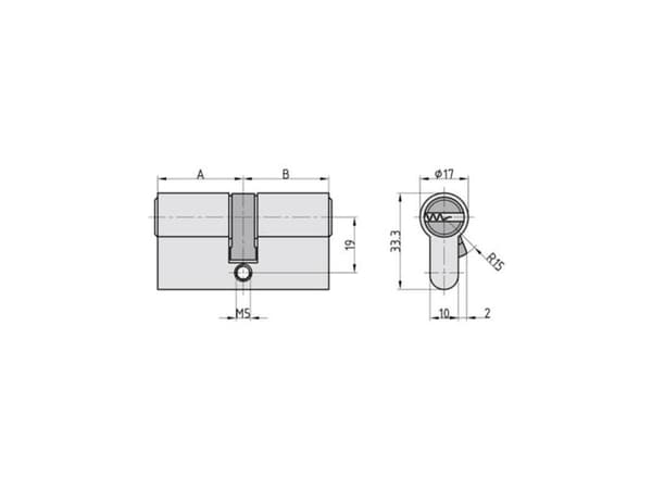 Basi VB5200-0015 Kaksoissylinterin profiili 30 / 45mm