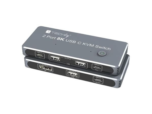 Techly TECHLY KVM USB-C Switch 8K DisplayPort 1.4 2xUSB-C 3xUSB 2.0 (365528) - 46280610