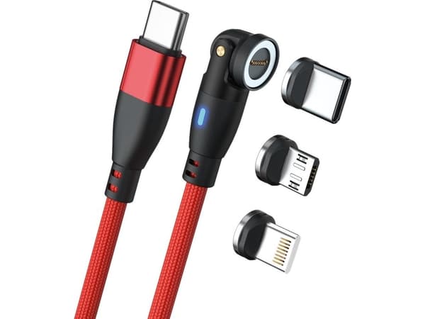 RealPower MagneticCharge 100, 1 m, USB C, punainen