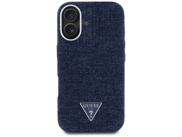 Guess Denim Triangle Logo MagSafe iPhone 16 – blå