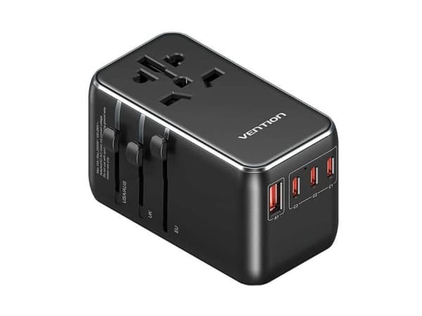POWER ADAPTER TRAVEL 4PORT BLACK FJGB0 VENTION