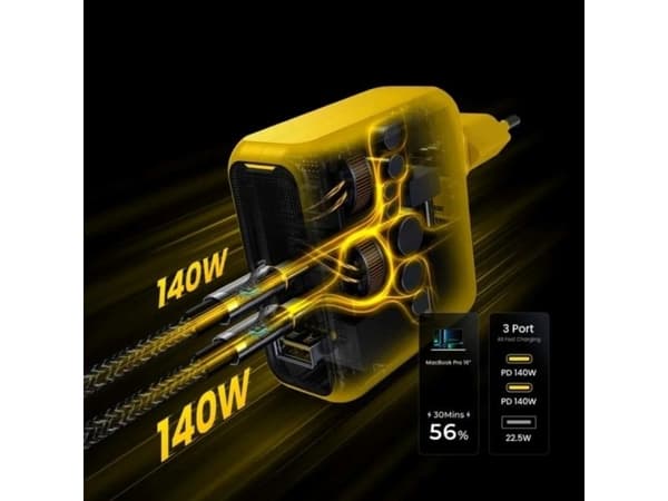 AOHI Magcube PD 140W 2x USB-C, 1x USB-A lader
