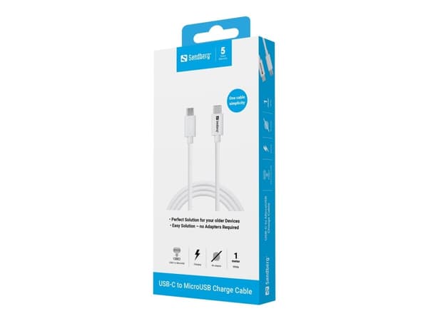 Sandberg 136-74, 0 m, USB C, Micro-USB B, Valkoinen