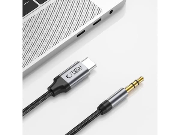 Tech-Protect UltraBoost USB-C til 3,5 mm mini jack-kabel 1 m - svart