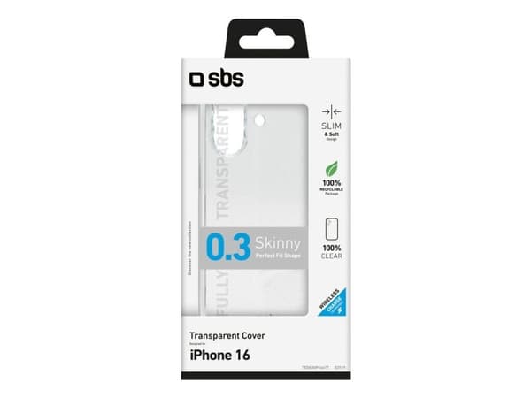 SBS slankt deksel til iPhone 16 - transparent