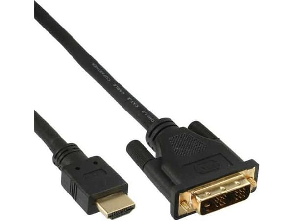 InLine 17663P, 3 m, HDMI, DVI-D, Gull, 4,95 Gbit/s, Sort