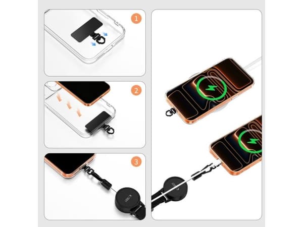 Tech-Protect UrbanLoop tyverisikret telefonholder med uttrekkbar snor - sort