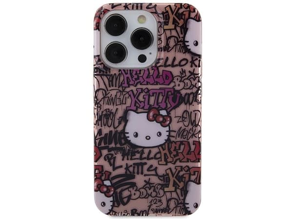Hello Kitty IML Žymos Graffiti dėklas iPhone 14 Pro Max - rožinis