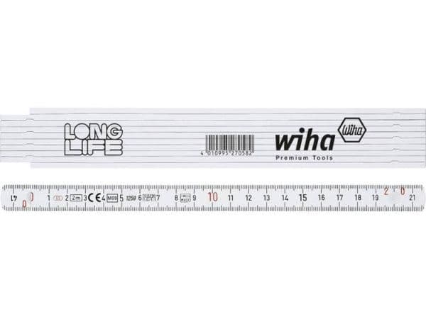 Wiha 410 2000, Glasfiber, Polyamid, Vit, 2 m, 15 mm