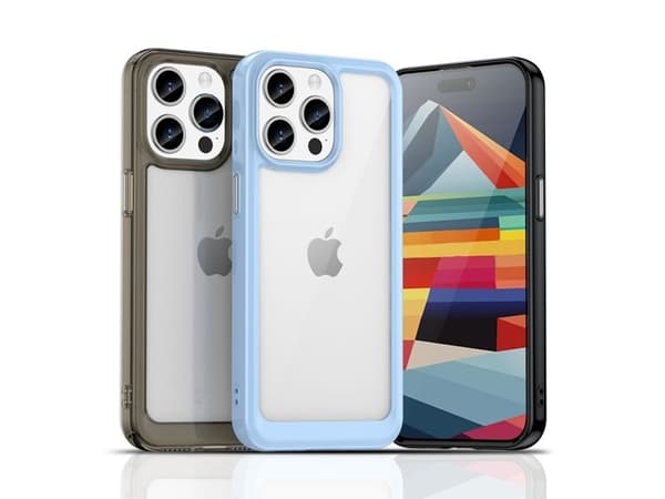 Forsterket etui med fleksibel ramme for iPhone 15 Outer Space - blå