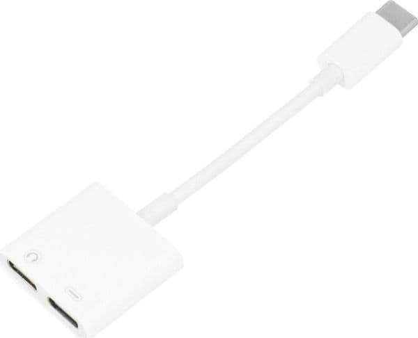 USB-sovitin OEM-sovitin AUX 2w1 Typ C (męski) do Typ C (żeński) / Typ C (żeński) BOX biały [DAC]