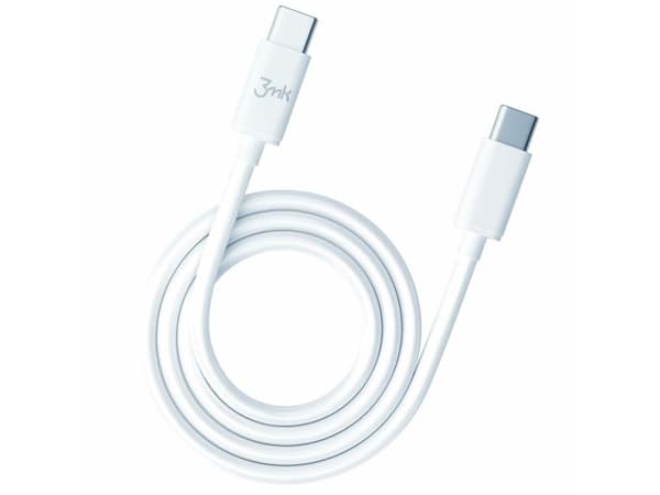 3MK Hyper-kabel USB-C/USB-C 2m 100W-kabel Biały/Hvit