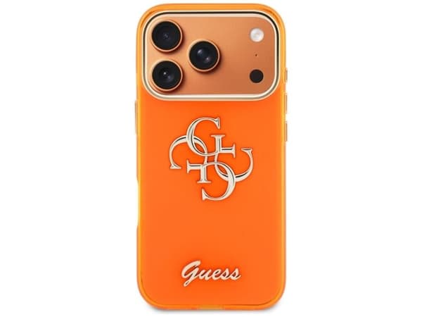 Guess IML 4G Script metall-skal för iPhone 17 Pro - Orange